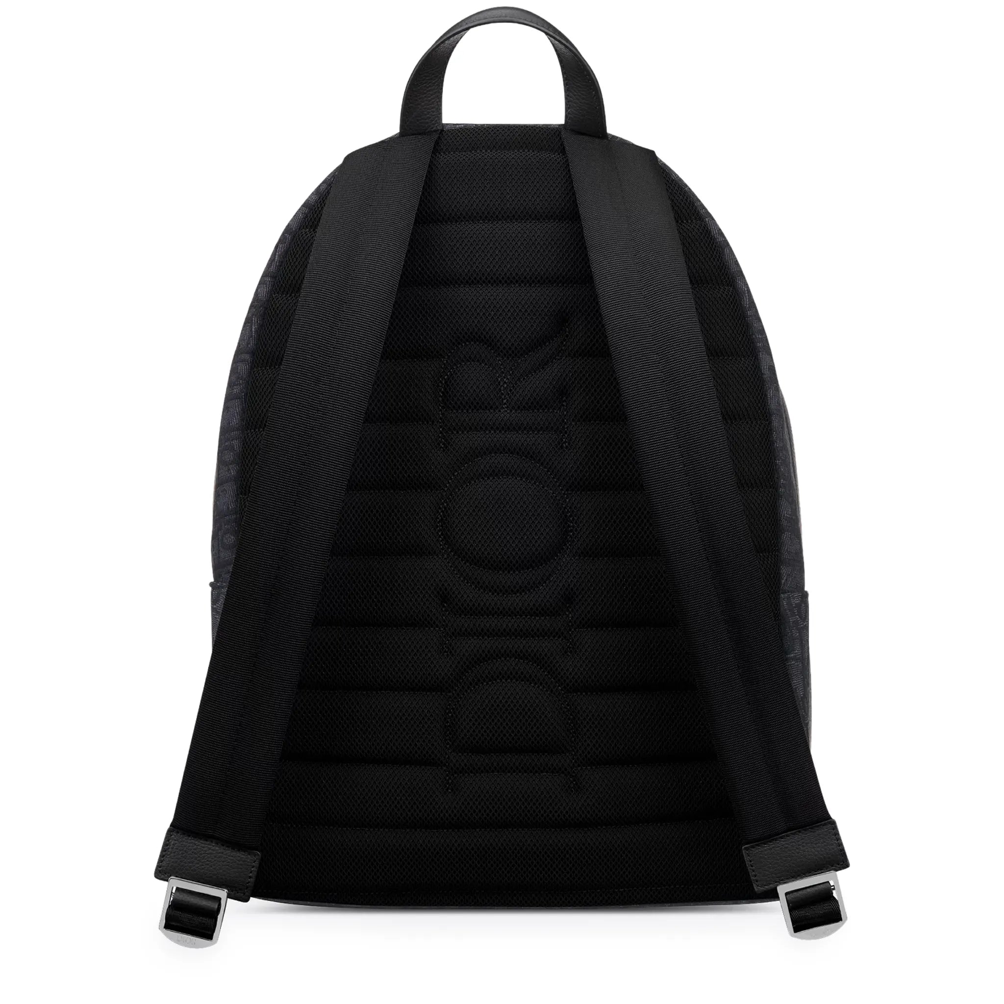 Back View of Dior Oblique Jacquard Rider Black Backpack 1VOBA088YKY_H00N